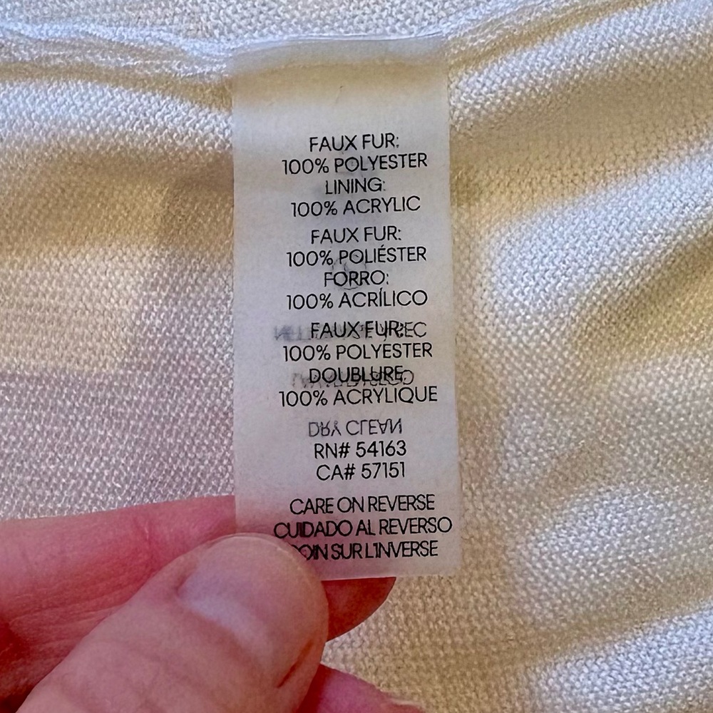 Calvin Klein Faux Fur White Coat - Picture 5 of 6